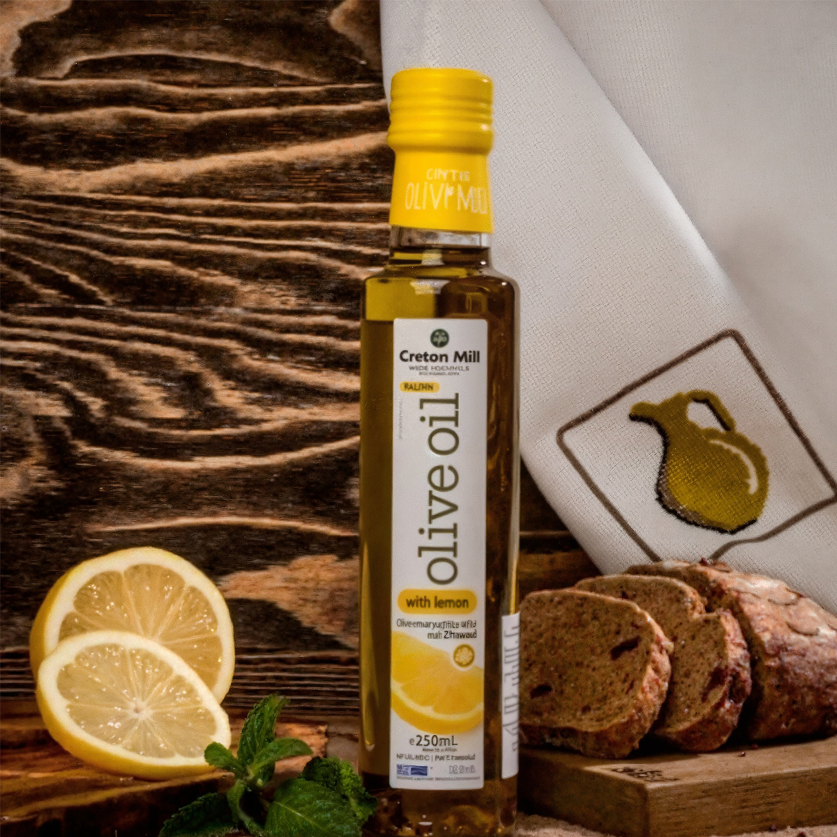 Масло оливковое нерафинированное высшего качества EV с лимоном CRETAN MILL