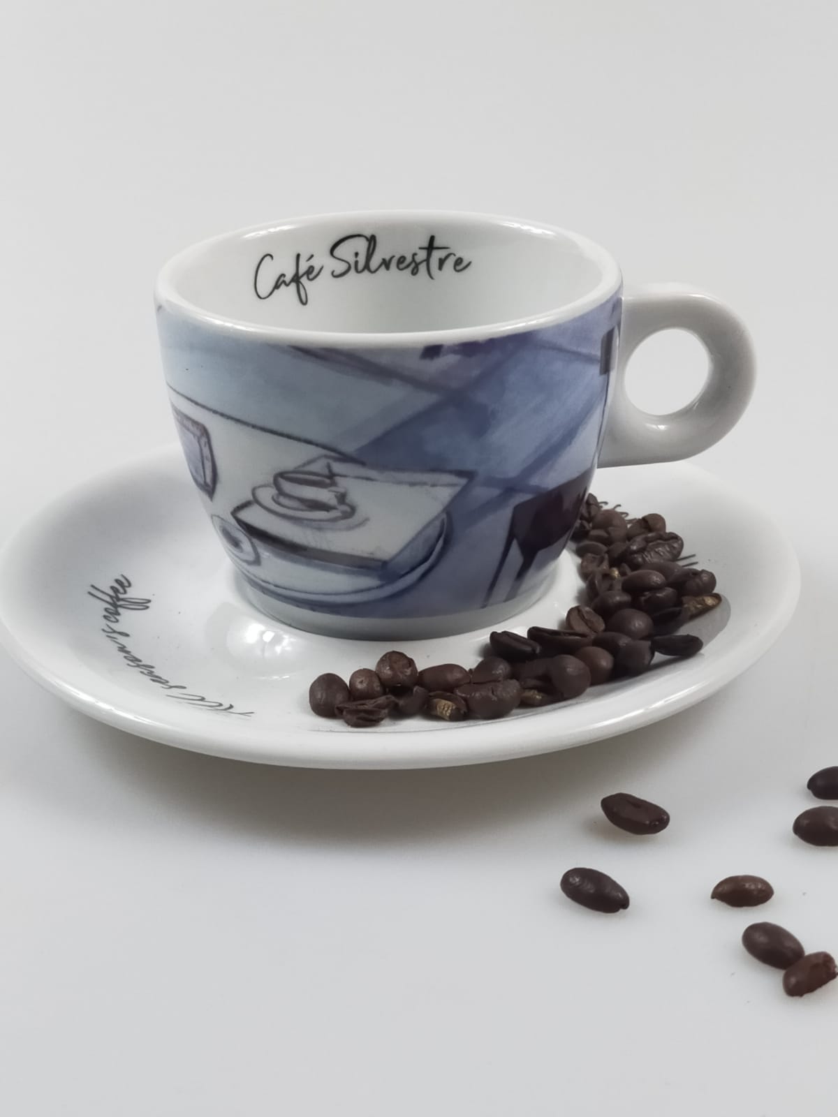 Чашка для кофе с молоком с блюдечком "4 Времени года (Осень и Зима)"