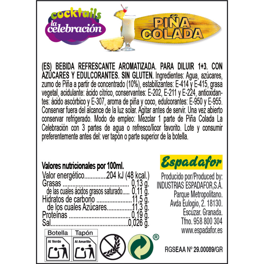 Безалкогольный напиток с фруктовым вкусом Пина Колада