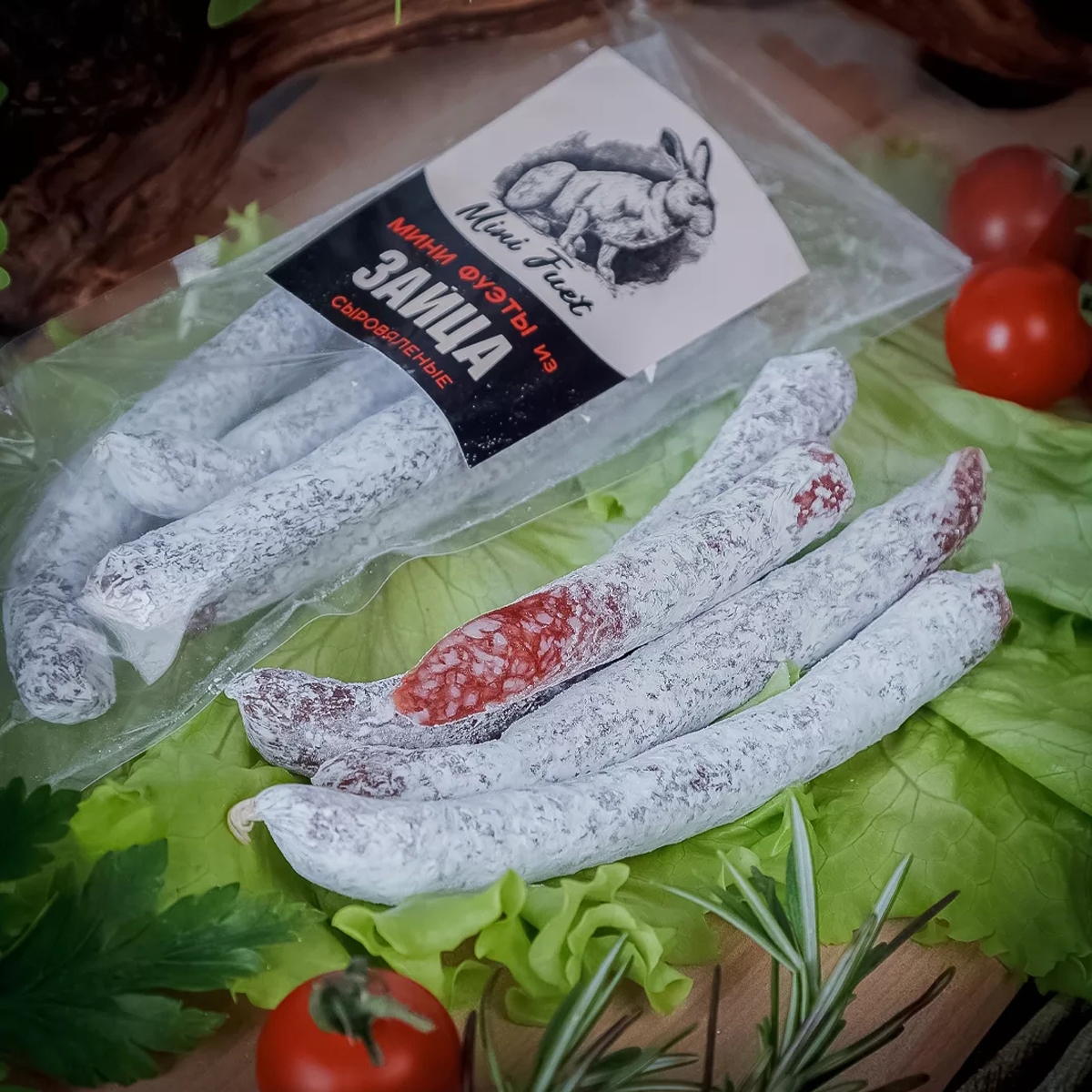 Фуэт мини колбаски Охота из зайца сыровяленые