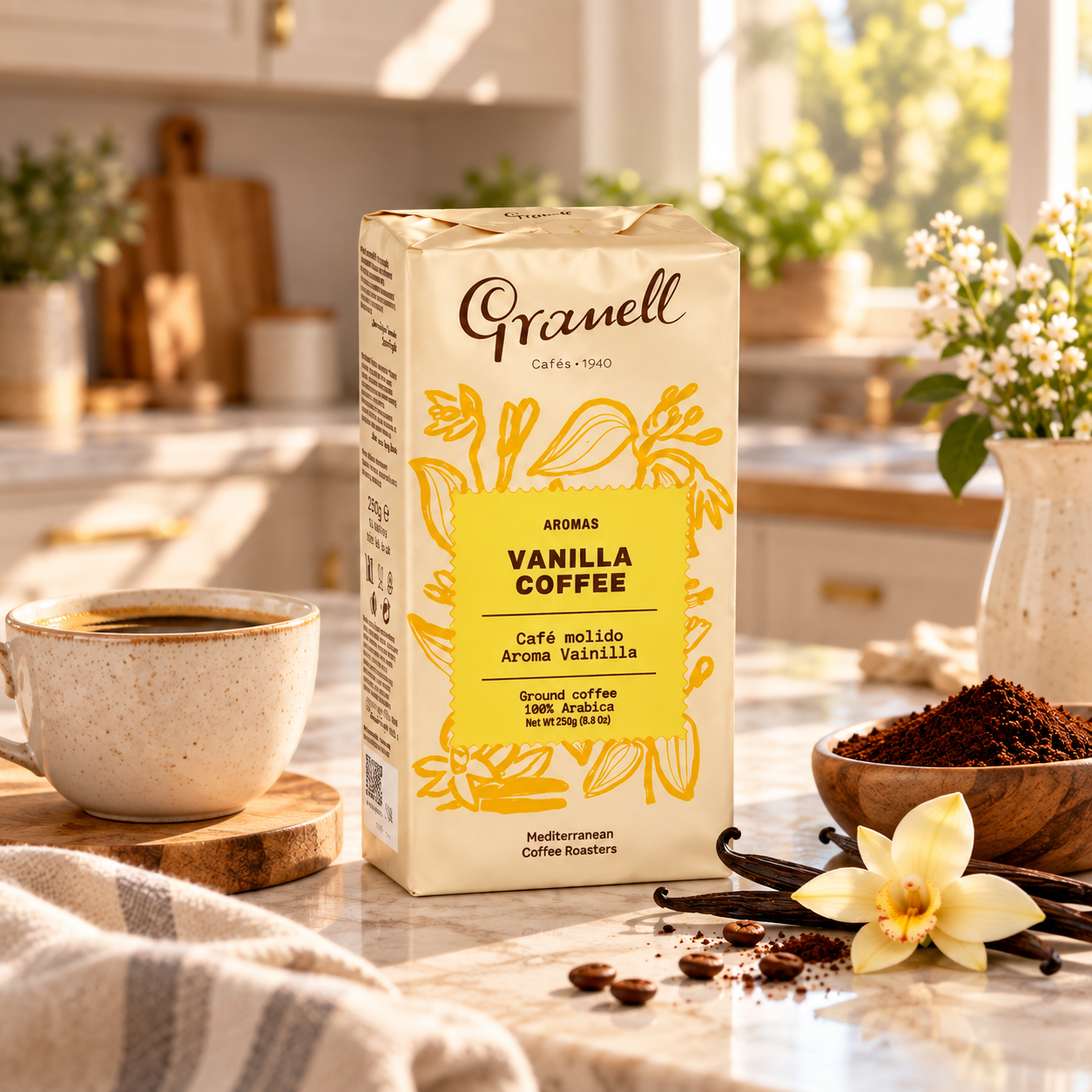 Молотый кофе с ароматом ВАНИЛИ GRANELL, 250г / Испания