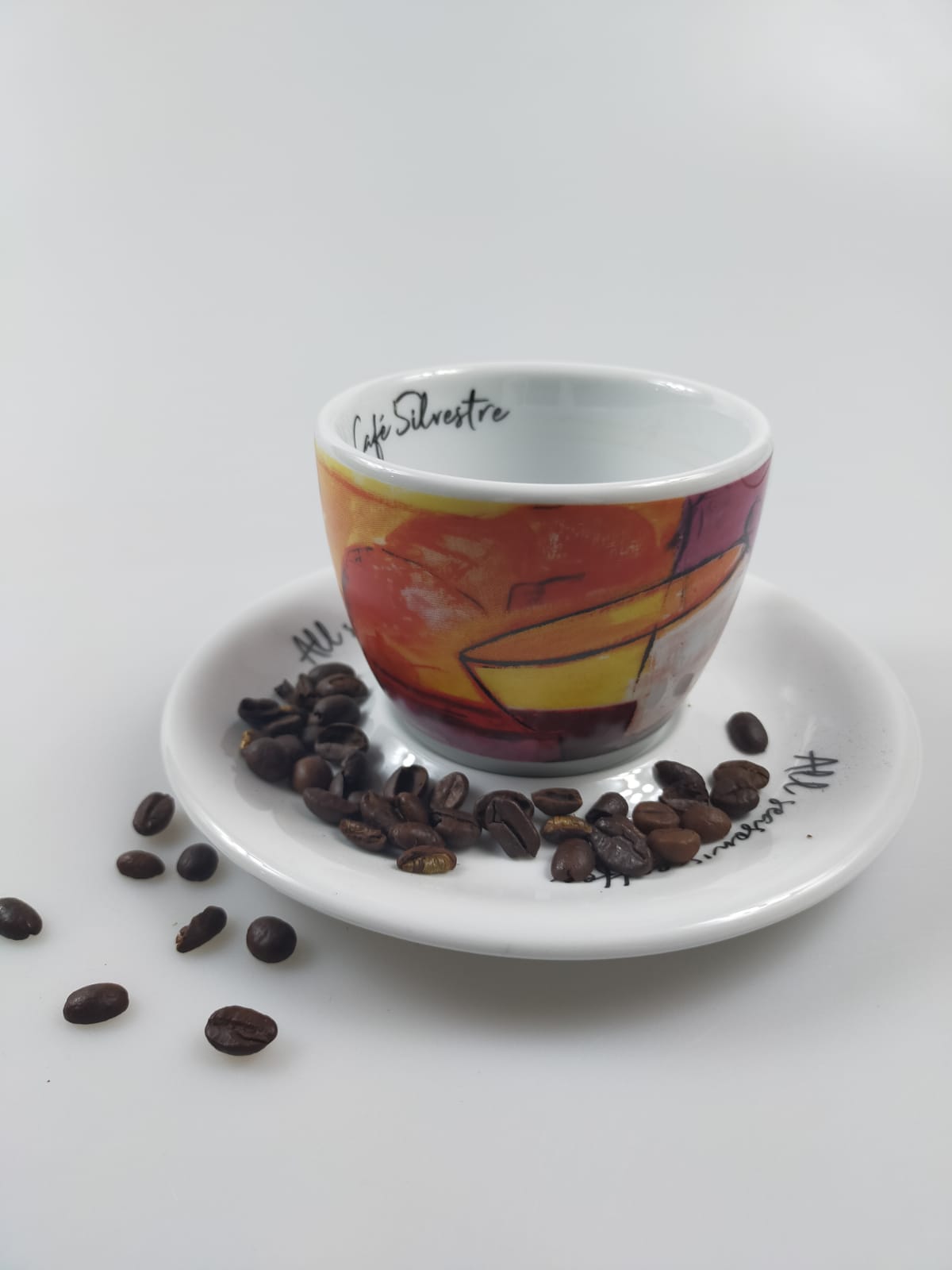 Чашка для кофе с молоком с блюдечком "4 Времени года (Лето и Весна)"