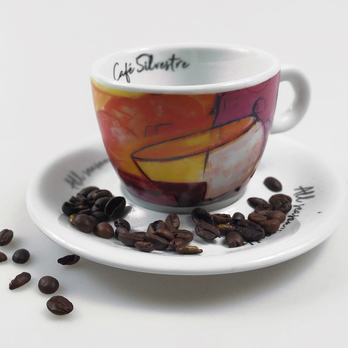 Чашка для кофе с молоком с блюдечком "4 Времени года (Лето и Весна)"