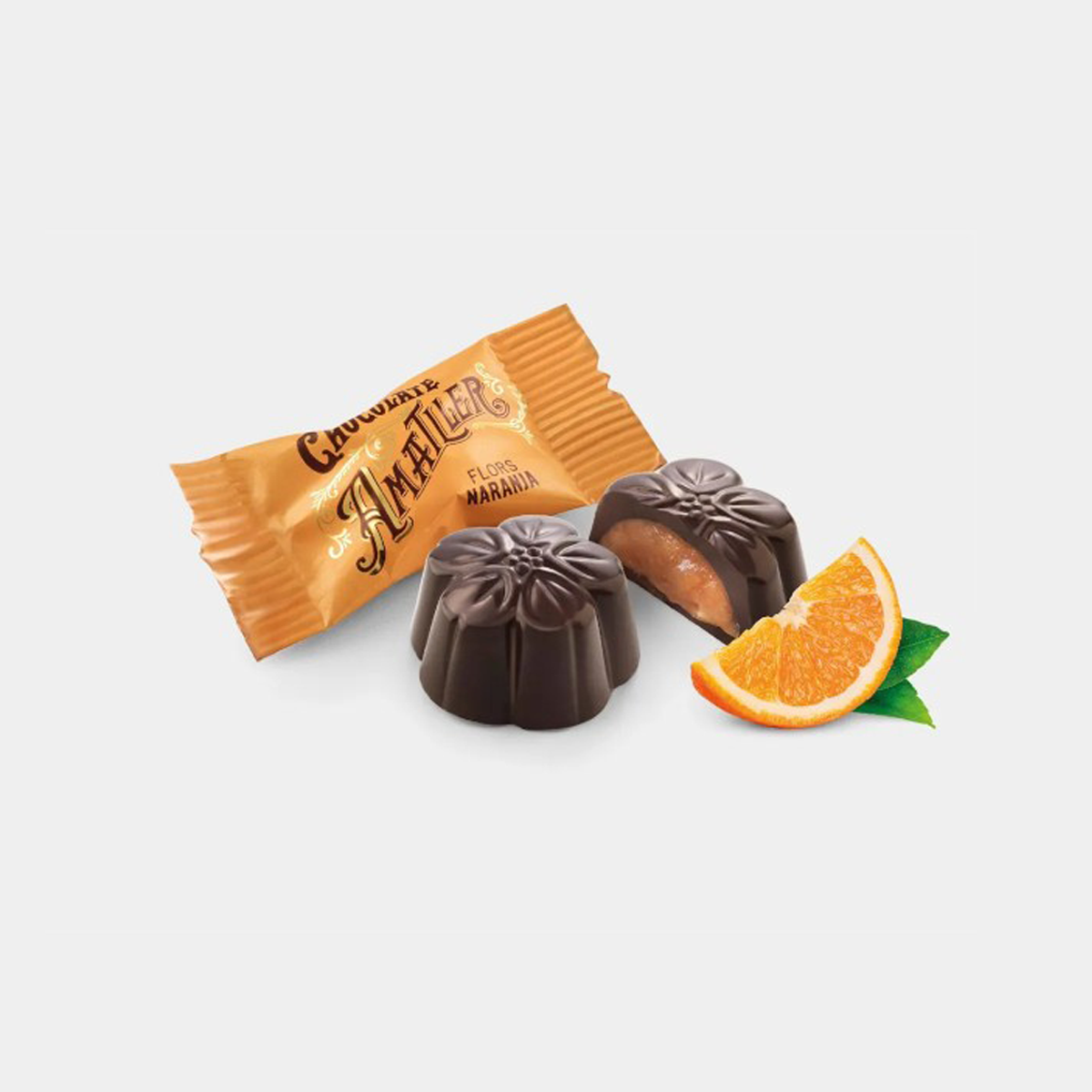 Конфеты в тёмном шоколаде 70% с апельсиновой начинкой