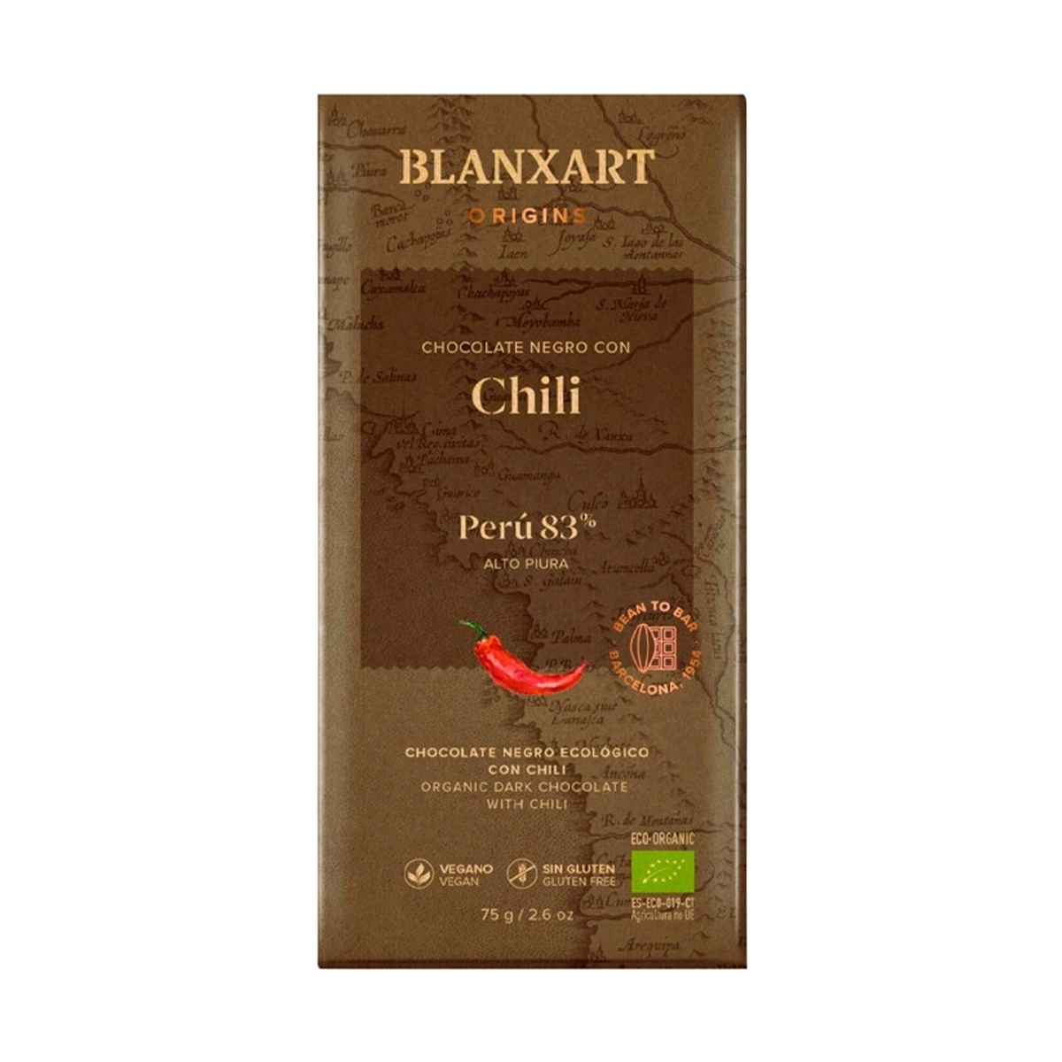 Органический плантационный шоколад Перу 83% с перцем Чили 75 г