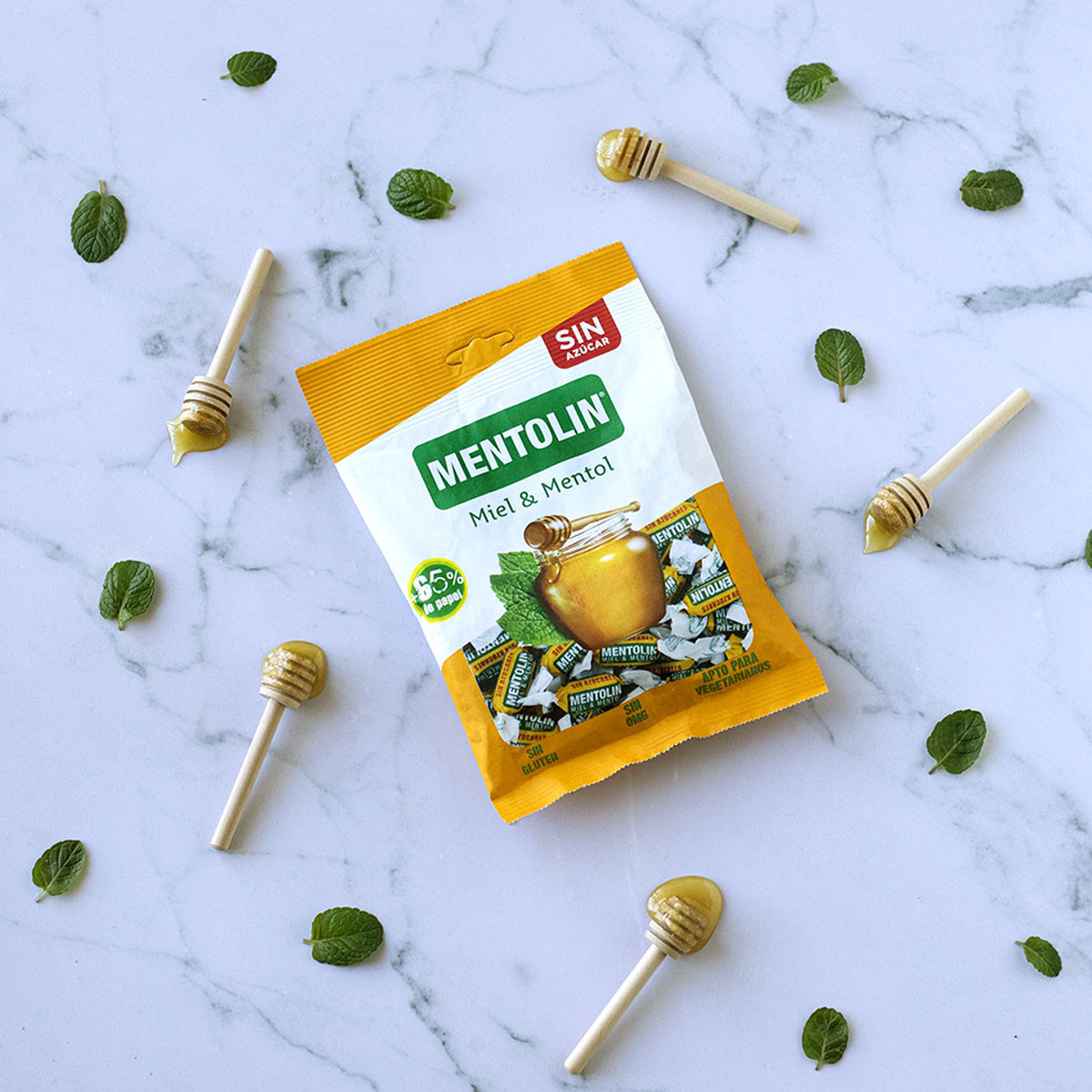 Леденцы без сахара с медом и ментолом на подсластителе 100 гр