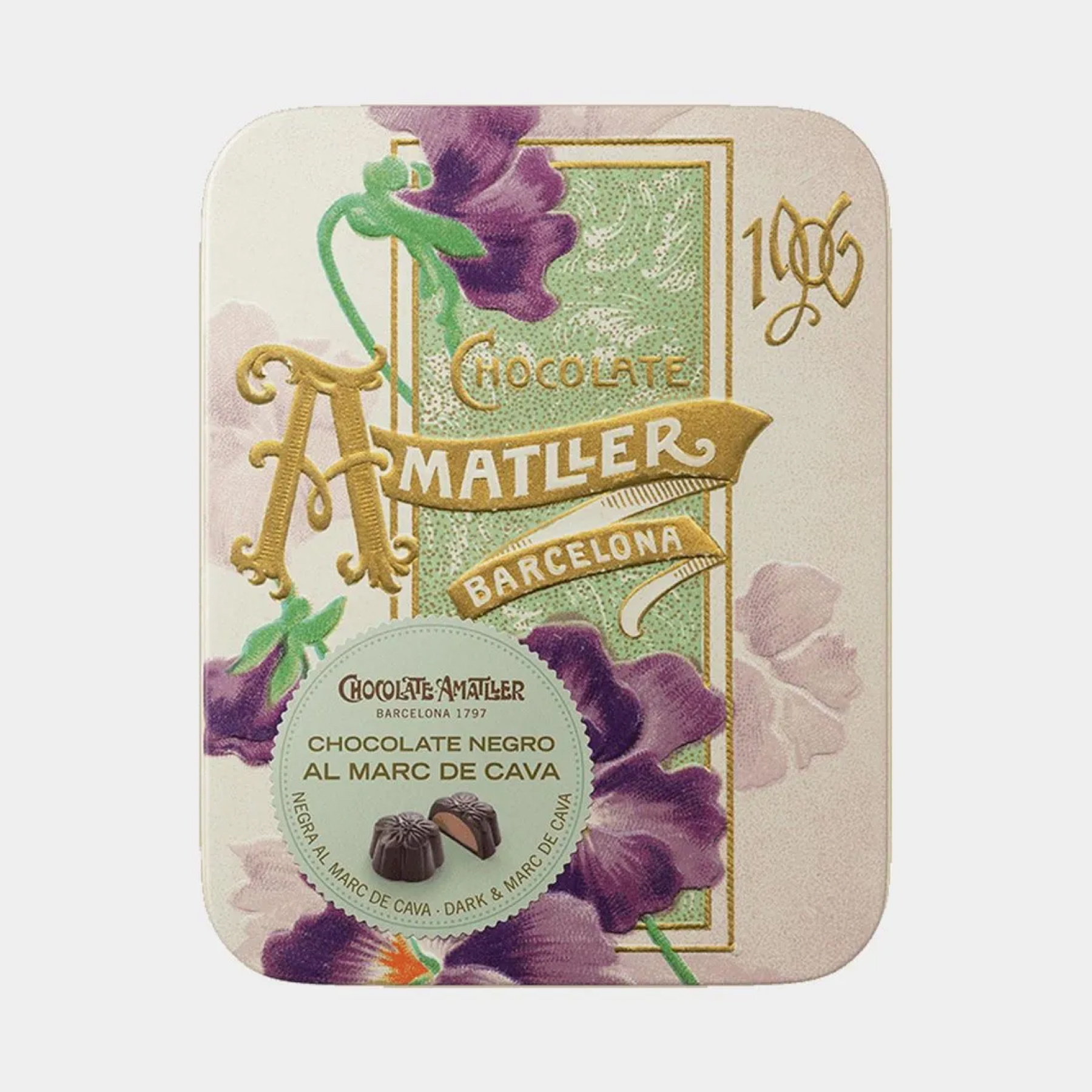 Шоколадные конфеты с трюфельной начинкой с ликером Марк де Кава в жестяной банке