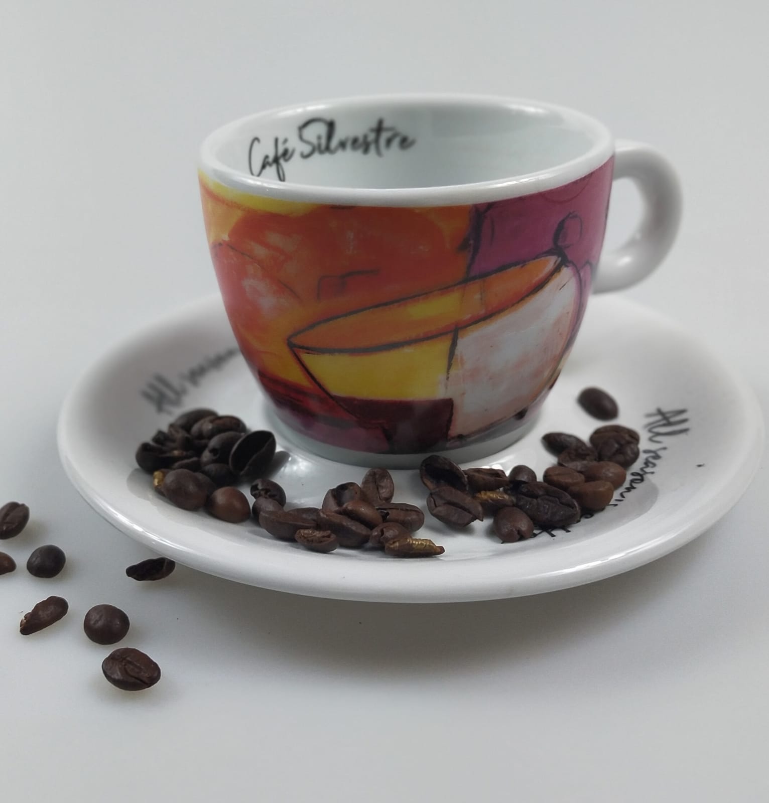 Чашка для кофе с молоком с блюдечком "4 Времени года (Лето и Весна)"