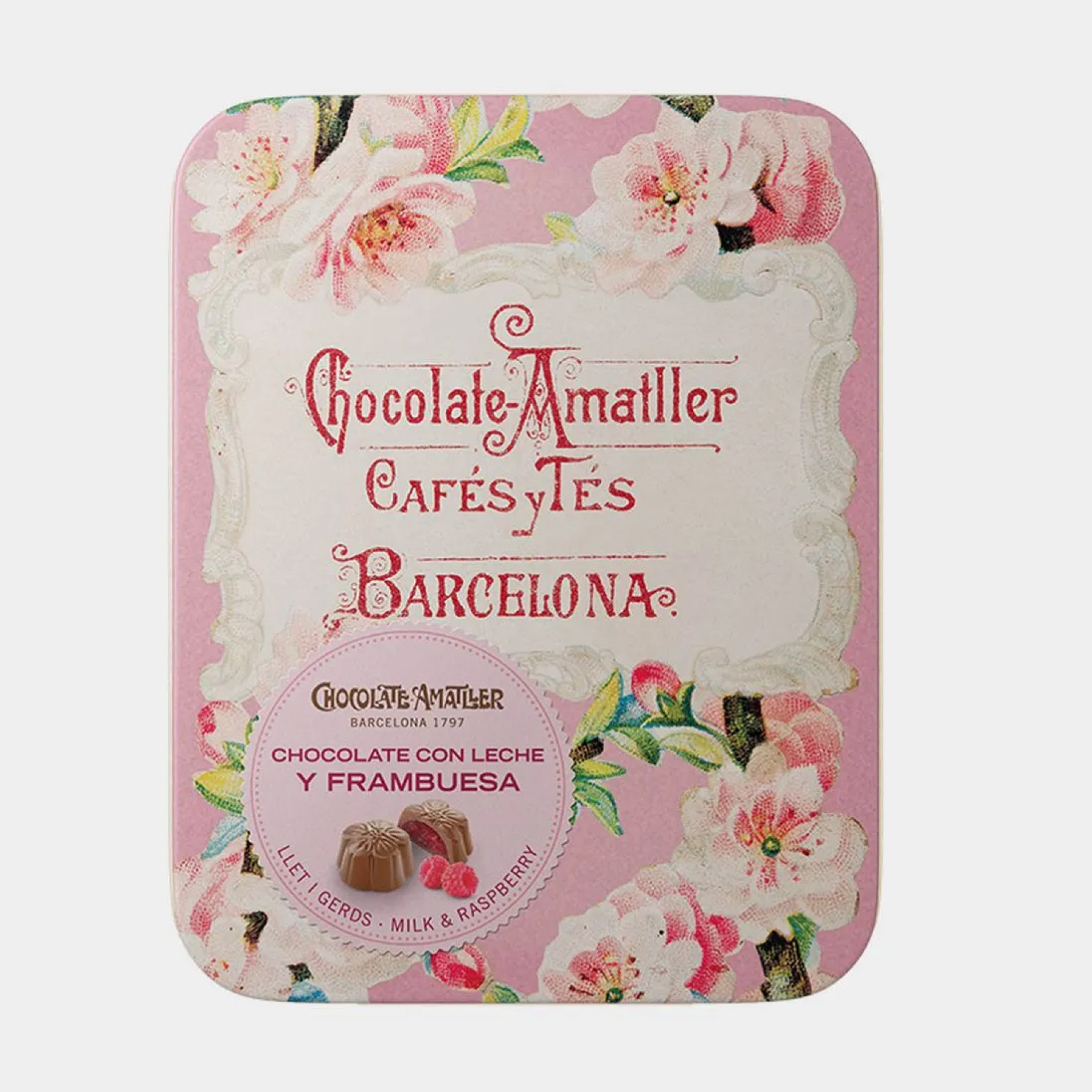 Шоколадные конфеты с малиновой начинкой в жестяной коробке