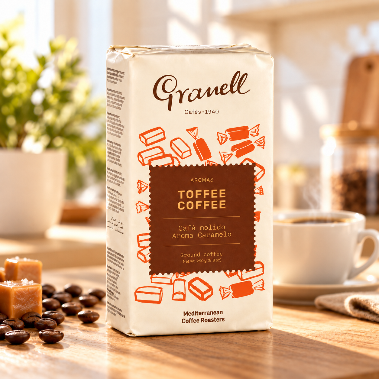 Молотый кофе с ароматом  КАРАМЕЛИ «TOFFEE COFFEE» GRANELL, 250г / Испания