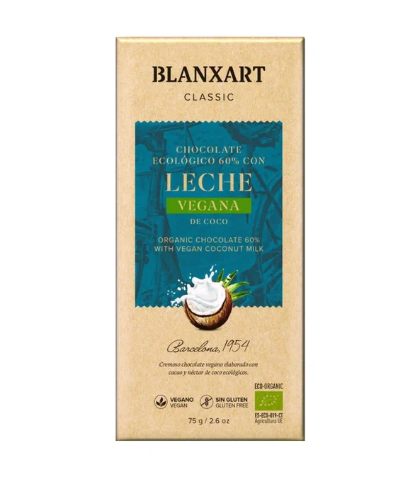 Органический плантационный шоколад Конго 60% с кокосовым молоком 75 г