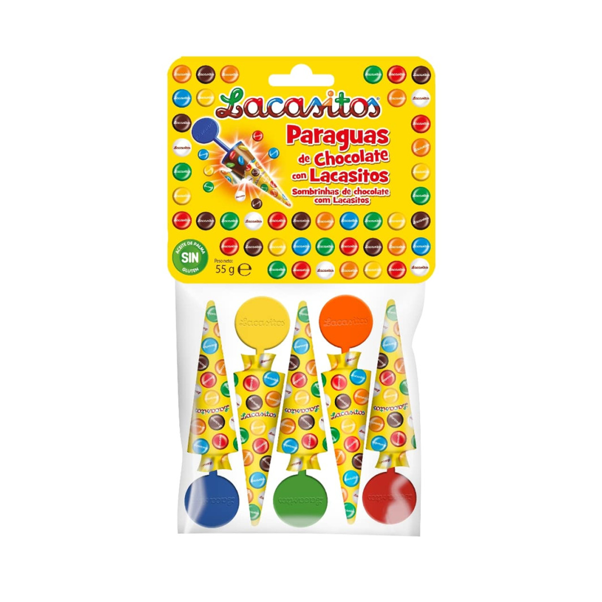 Набор зонтики с драже из молочного шоколада в сахарной глазури 5*11 гр