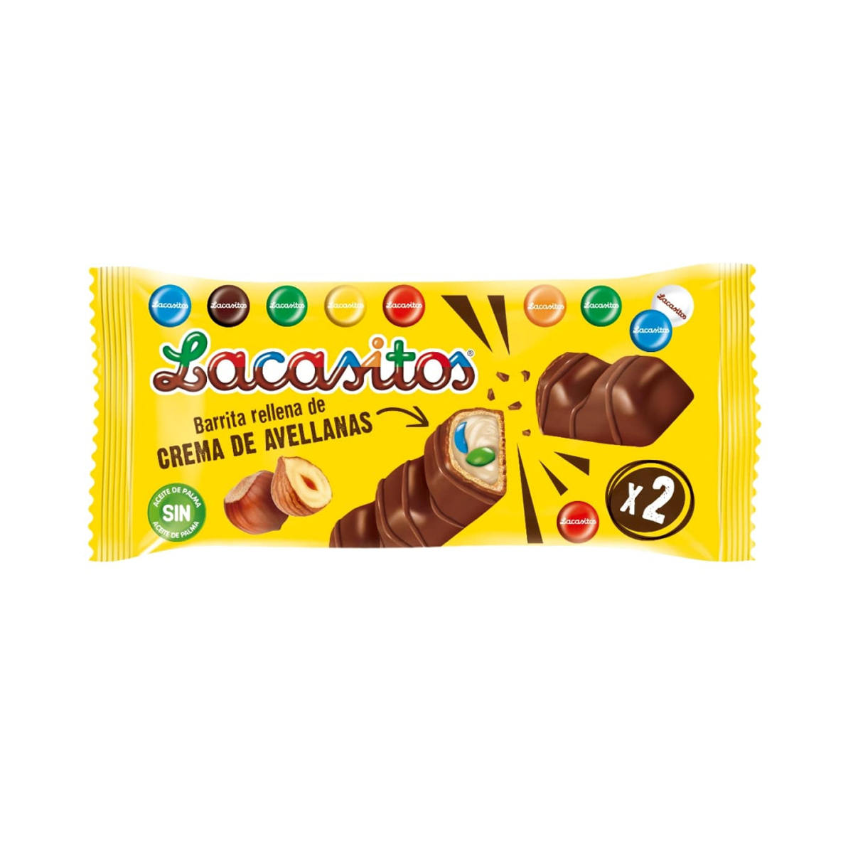 Злаковый батончик с начинкой из орехового масла с драже из молочного шоколада в сахарной глазури 2*23 гр