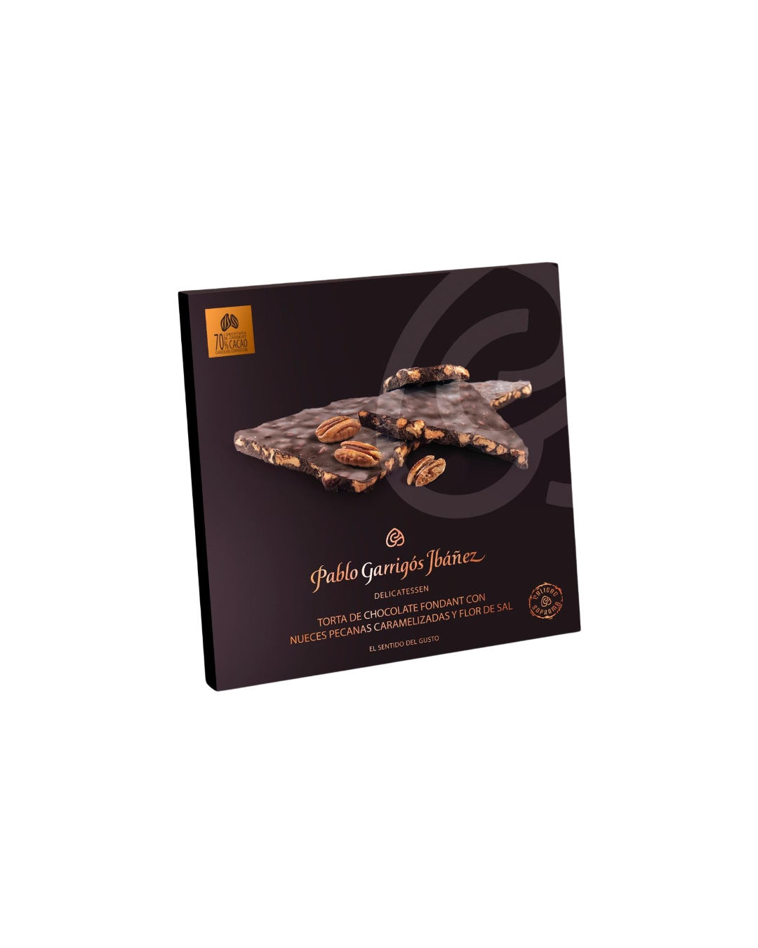 Туррон круглый из темного шоколада c карамелизированным орехом Пекан и цветком соли