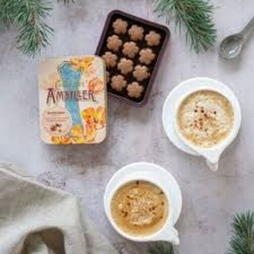 Конфеты из молочного шоколада с кремовой начинкой со вкусом капучино в жестяной банке  (арт. 2799)