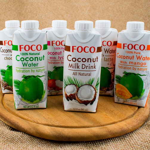 Натуральная кокосовая вода без сахара FOCO