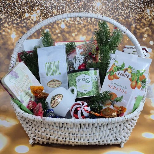 Новогодний чайно-кофейный набор с цукатами из фруктов в шоколадной глазури 