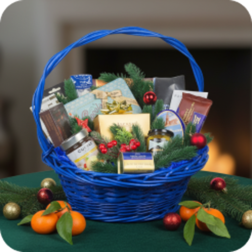 Новогодняя корзина с продуктами "Праздничный вечер"  (арт. RKM-205)